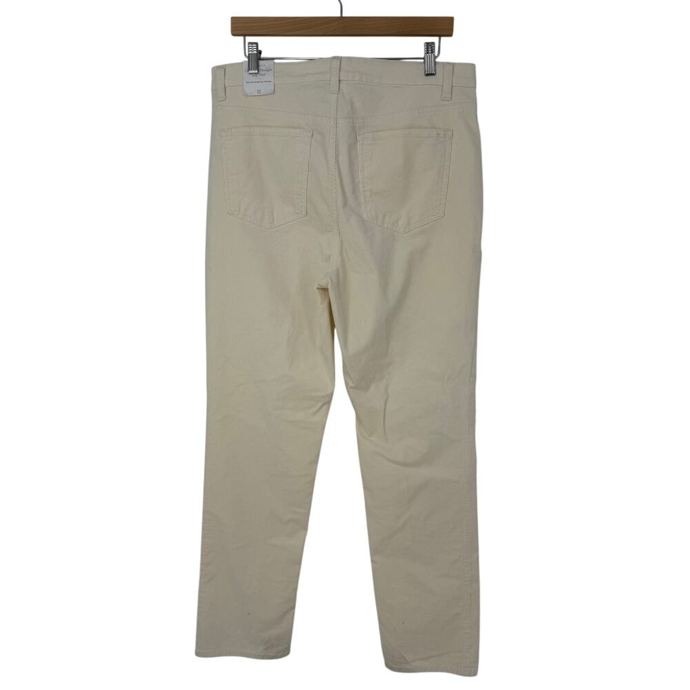 Talbots Corduroy Straight Leg Pants Size 12 Ivory Cream High Rise NWT Minimalist - Picture 4 of 13